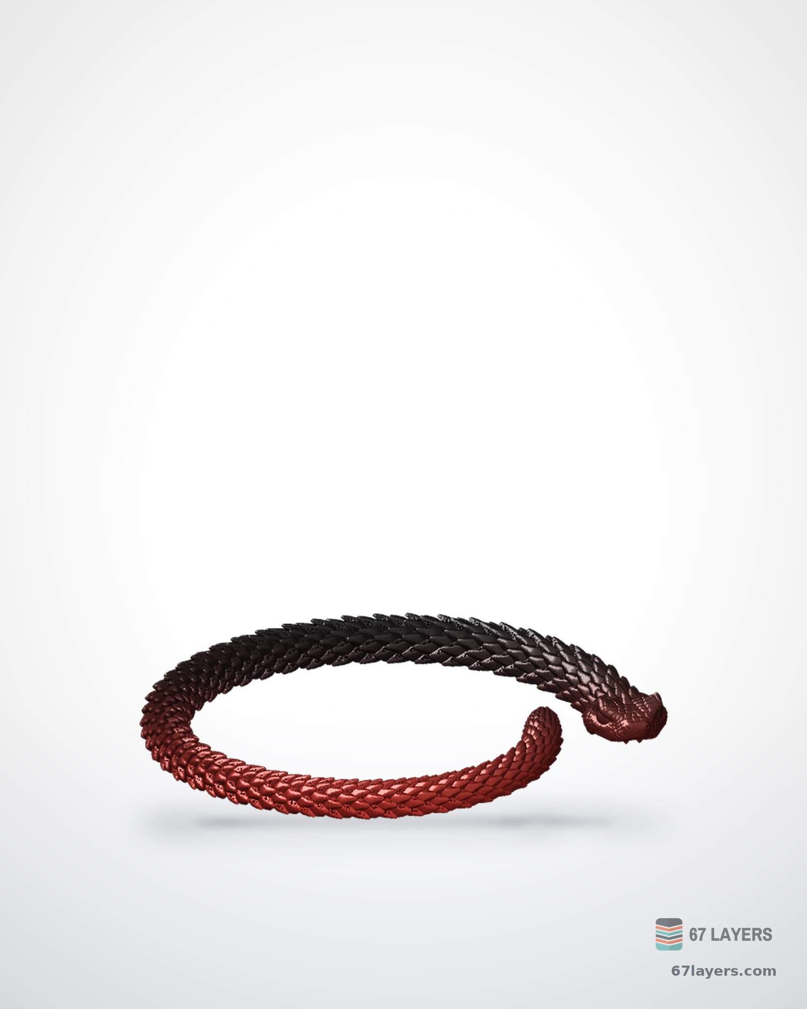 White 3D-printed articulated snake with movable segments, print-in-place, studio product shot
