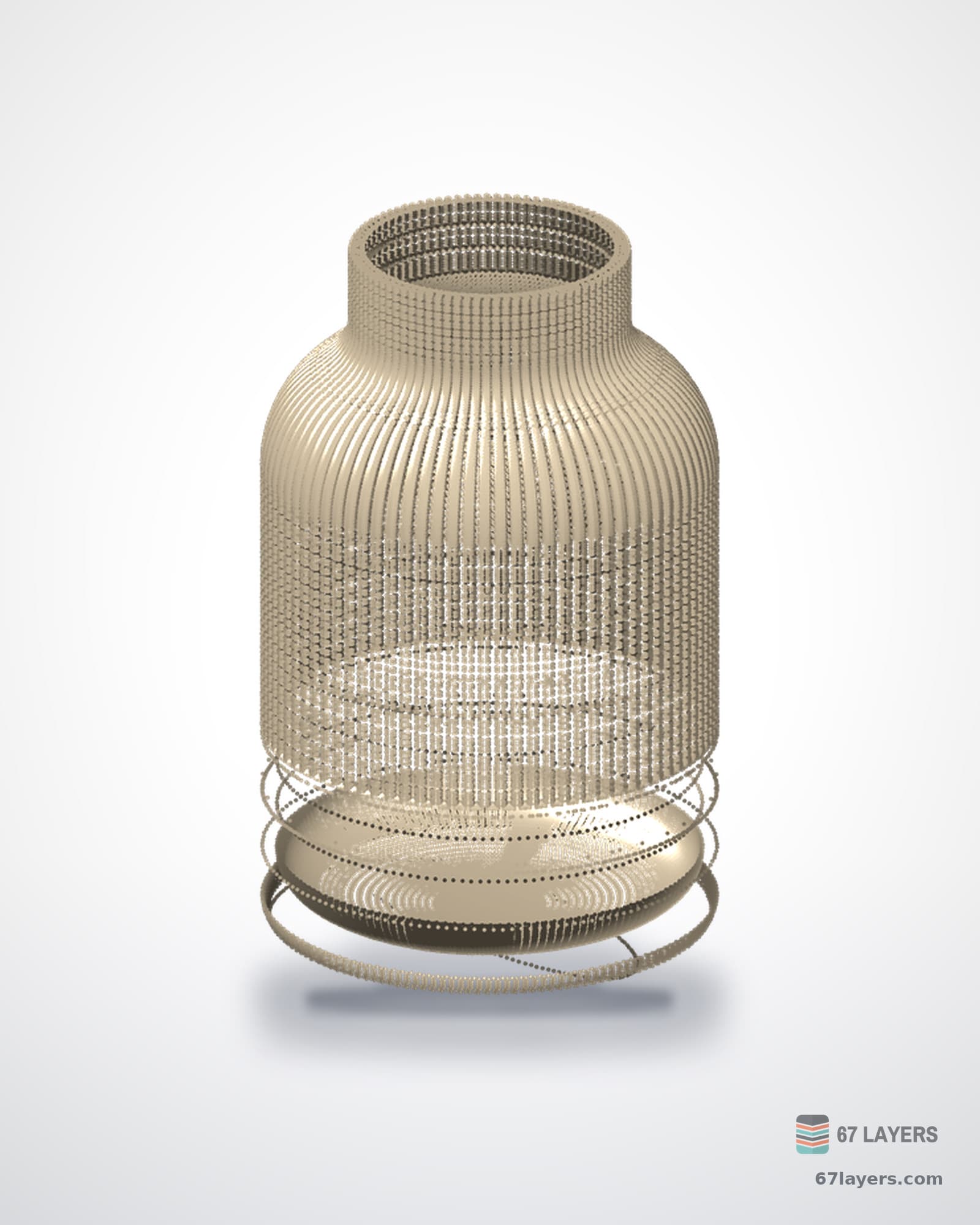 Small white 3D-printed Japandi vase with a fluted body, studio product shot on white