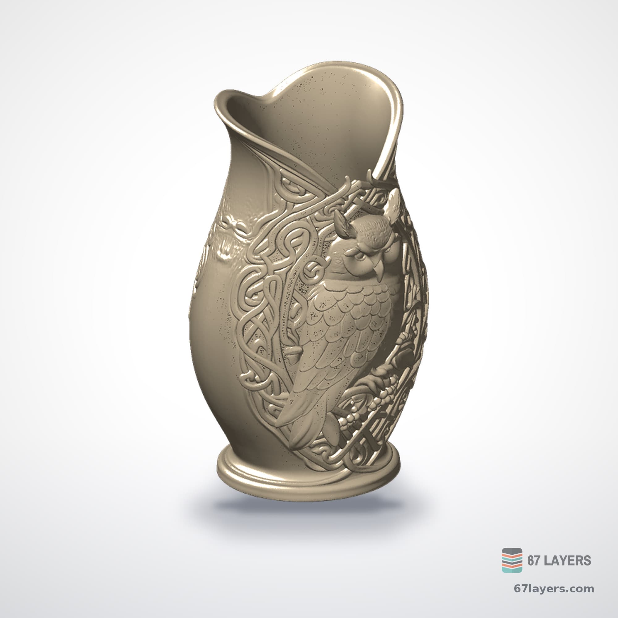 Owl Celtic Floral Vase, alternate view 1