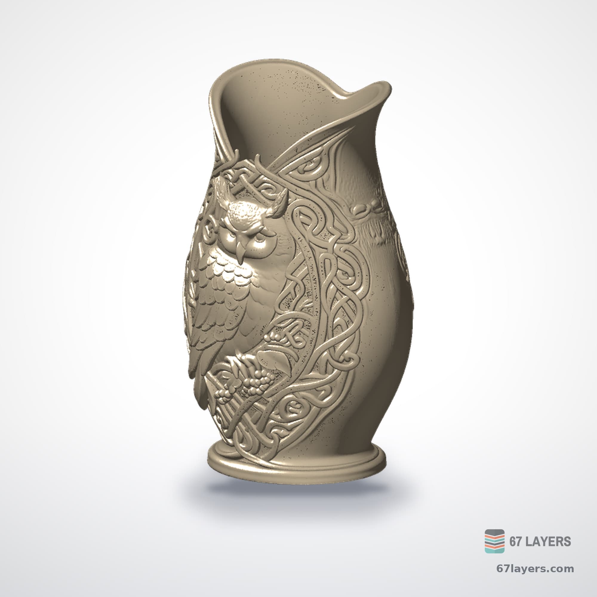 Owl Celtic Floral Vase, alternate view 2